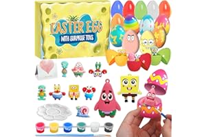 QUEENII Filled Easter Eggs with Surprise Sponge-Bob SquarePants Toys Inside, Easter Basket Stuffers for Toddler, Easter Party Favors, Filled Easter Eggs Hunt, Easter Egg Fillers, Easter Gift for Kids-21 Pcs