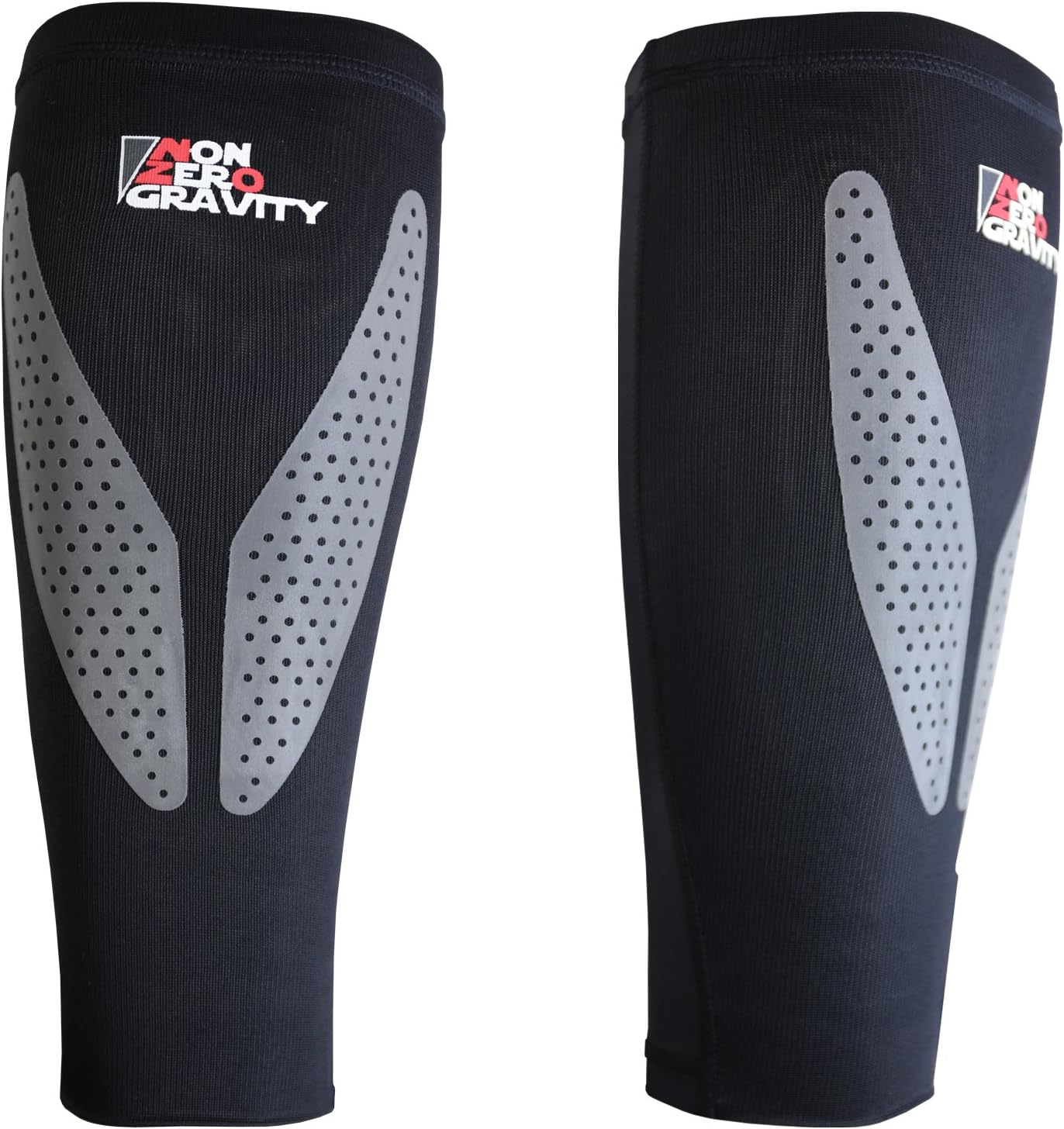 Nonzero Gravity Unisex Adult NZ-P12Ti Titanium Calf Compression Sleeves - Breathable Moisture-Wicking Secure Fit Therapy Running & Pain Relief Supportive Leg Wraps w/Titanium Panels, 1 Pair, Large