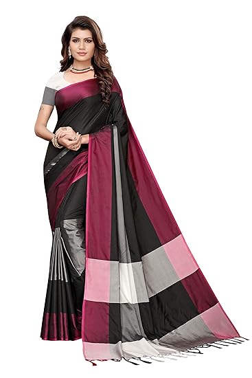 Womens Art Silk Plain Saree with Blouse Piece(FreeSize)