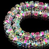 DIQIO 8mm Sparkle Rondelle Crystal Beads for Jewelry Making - Spacer Faceted Beads for Bracelets(75-80pcs, Sunny Pink)