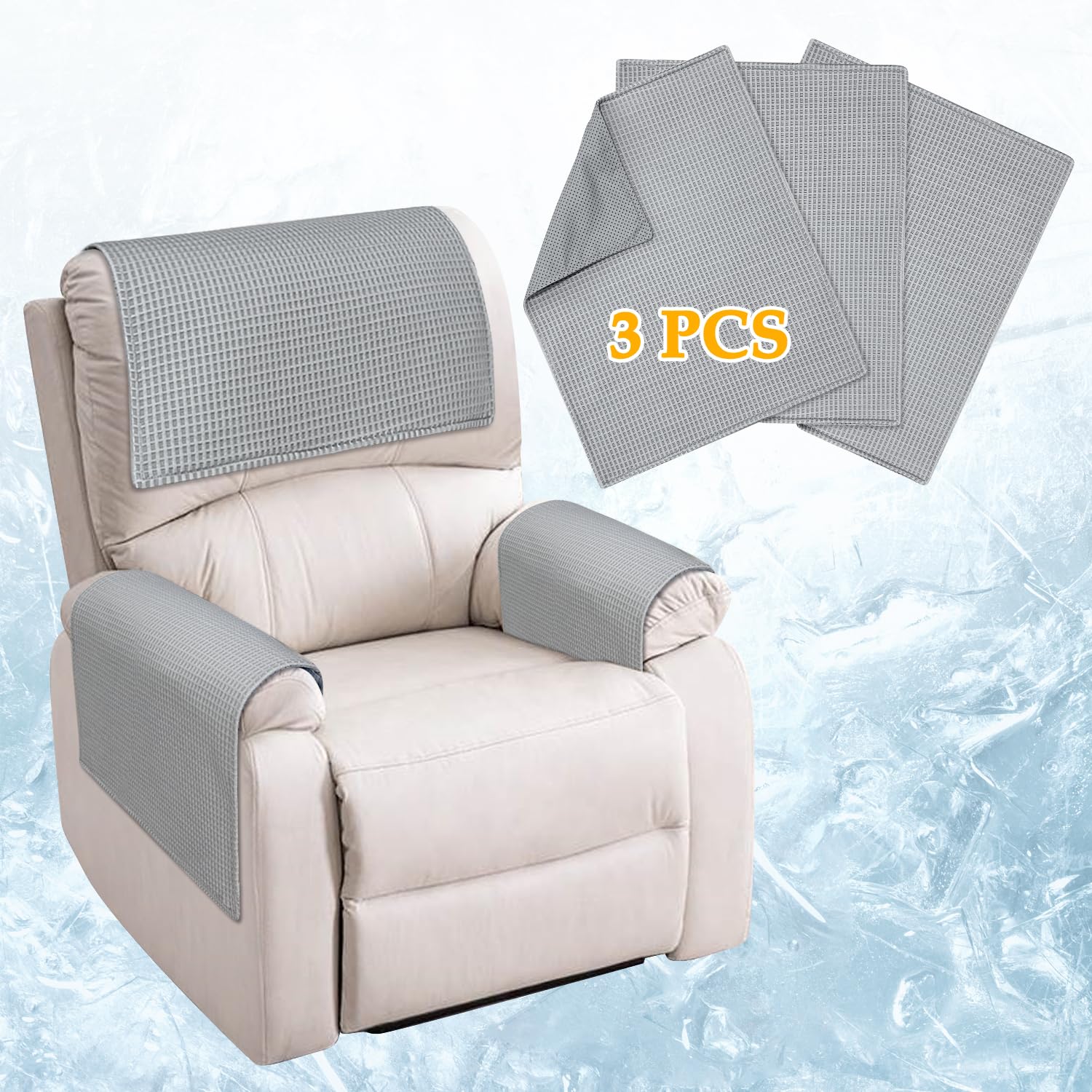 Photo 1 of KAVIL Headrest Covers for Recliners Protector Armrest Covers for Couch Chair Headrest Seat Padded for Sofa Reclining Armchair Cooling Pads Washable Pet Slipcovers Non Slip Furniture Covering