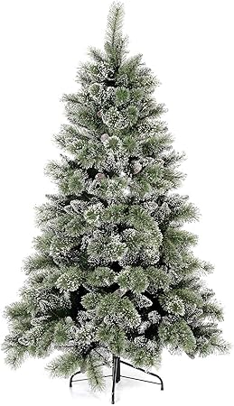 Immagini Di Natale Glitter.Holyart Albero Di Natale 225 Cm Verde Con Glitter E Pigne Bristle Amazon It Casa E Cucina