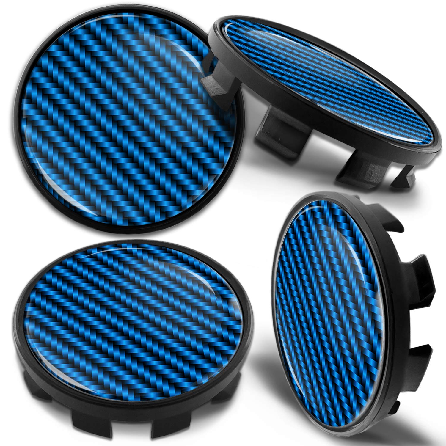 Biomar Labs 4 x 68mm Wheel Centre Alloy Hub Center Caps Compatible with BMW 36136783536 Hubcaps Blue Carbon CBZ 8