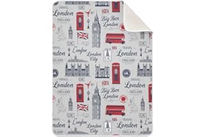 London Bus Gray Baby Blanket for Girls Boys Soft Warm Fluffy Newborn Receiving Blankets for All Seasons Crib Travel Nursery B
