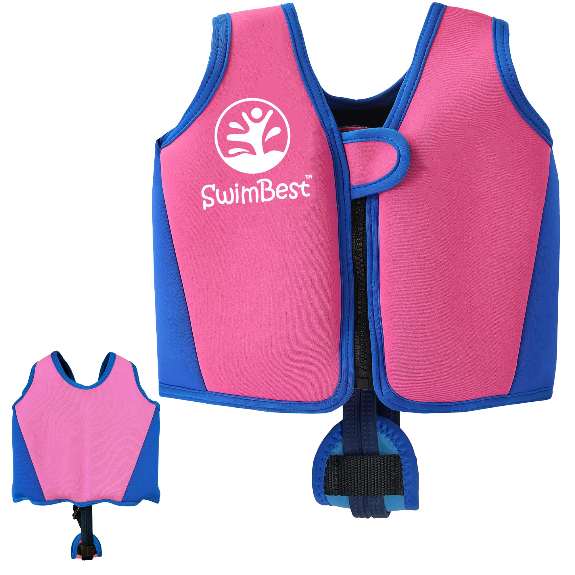 SwimBest Swim Vest - For Baby, Toddler & Kids. Adjustable Buoyancy Swim Jacket, ideal for pools/beaches/holidays & Learning to Swim (Pink/Blue, L (3-6 Years/19-30kgs))