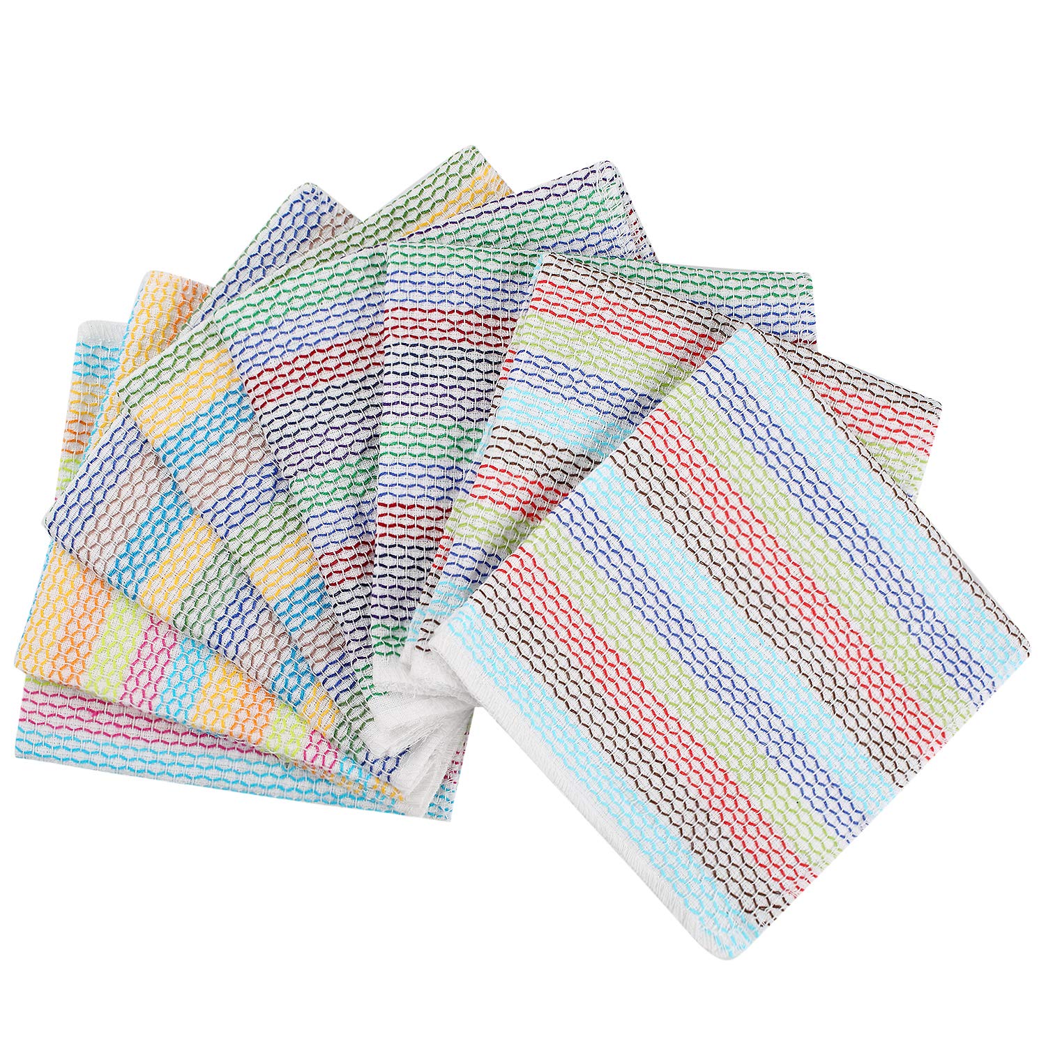Lifaith Kitchen Dish Cloths 100% Cotton Tea Towels, Soft and Absorbent, Everyday Kitchen Basic, Machine Washable Kitchen Dishcloths 33 x 33 Cm Set of 8 Multi Colors