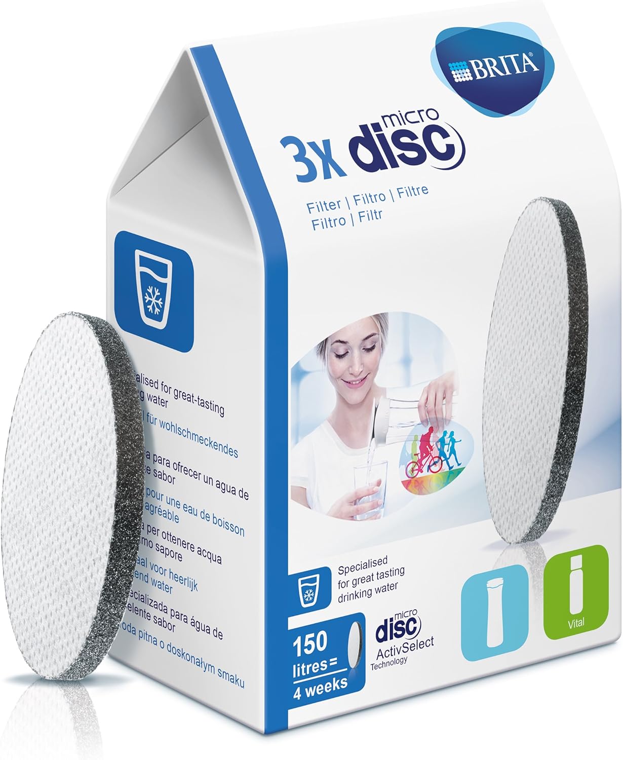 BRITA Wasserfilterkartusche MicroDisc im 3er Pack, Kartuschen für alle BRITA fill&go Trinkflaschen und fill&serve Karaffen zur Reduzierung von geschmacksstörenden Stoffen im Leitungswasser Kaufen