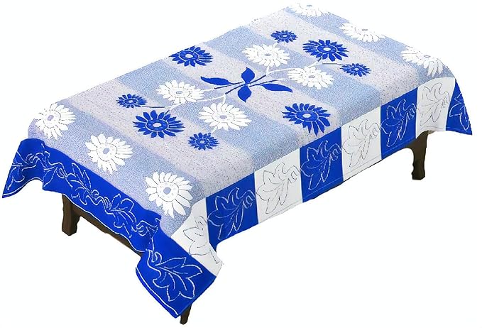 Yellow Weaves Polyester 4 Seater Table Cover, 40x60-inch, Blue