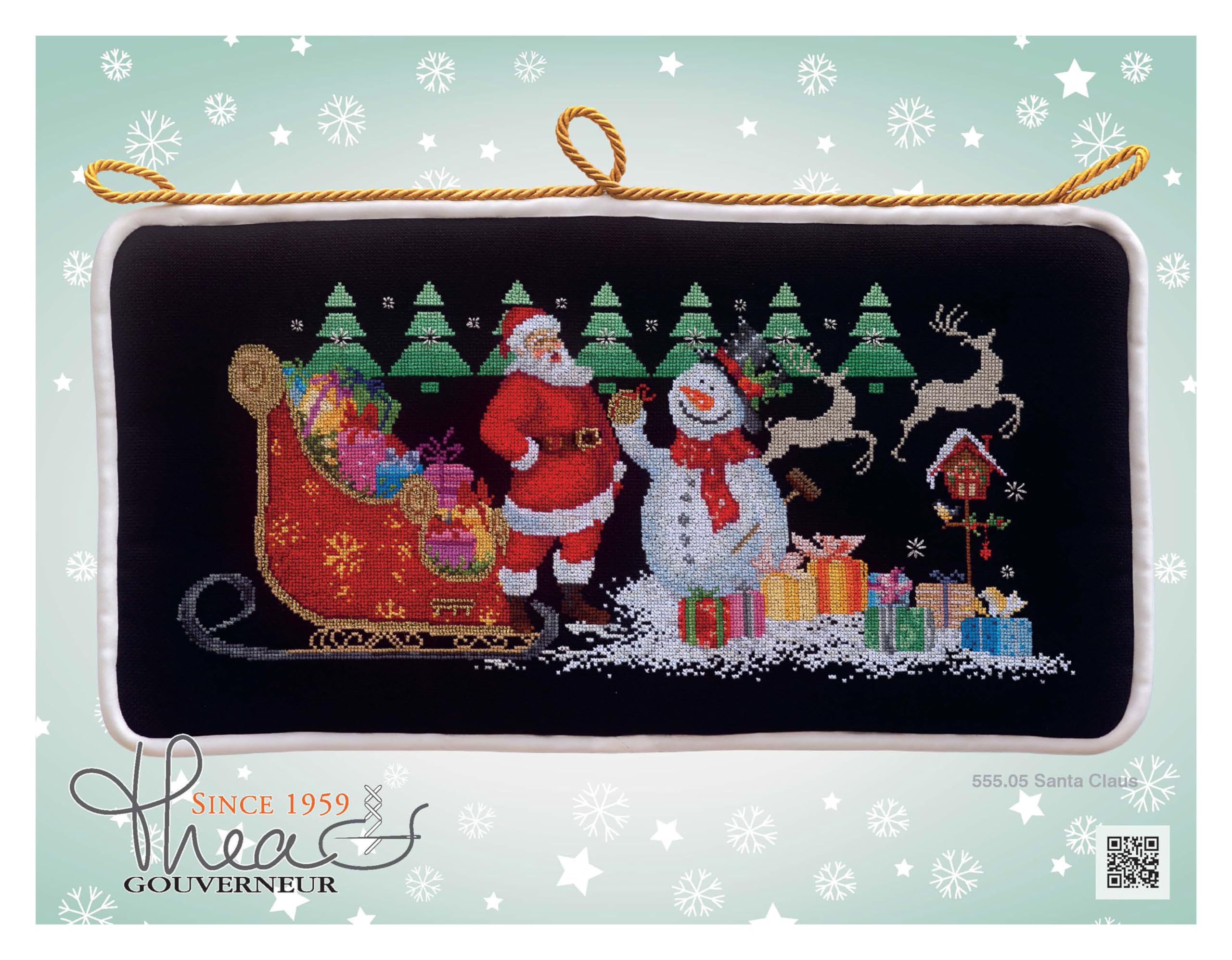 Thea Gouverneur - Counted Cross Stitch Kit - Christmas - Aida Black - 16 Count - Embroidery Kit for Adults - DMC Embroidery Threads and Other Cross Stitch Supplies Included - 555.05 — image 1