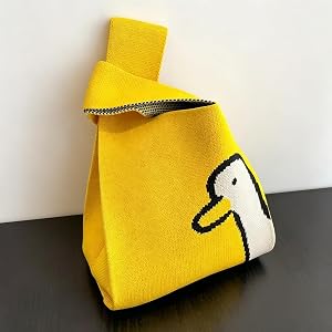 Knit Knot Tote Bag Crochet Wrist Handbag Stylish Bandana Pattern Mini Women Daily Purse