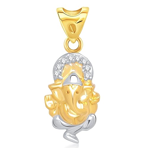 Vina Shambhavi Gold and Rhodium Plated Alloy God Pendant for Men & Women made with Cubic Zirconia - P1242G [VKP1242G]