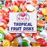 R.U.S. Tropical Fruit Disc Hard Candy, Bulk Individually Wrapped, 3 Pound | Assorted Fruit Candy, Individually Wrapped, About 225 Pieces, Office Candy Bowl, Party Candy Buffet, Vending Machine