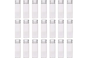 MaxMau 24 Tiny Jars with Aluminum Screw Lids 15ml Small Glass Bottles Clear Mini Vials Metal Caps Top Sample Message Bottle Jewelry Beads Herbs Storing Wedding Favors DIY Decorations