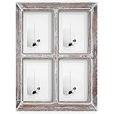 Barnyard Designs 4x6 or 5x7 Collage Picture Frames, 4 Photo Openings w/Mat for Multiple Pictures, Distressed Rustic Wood Farmhouse Frame for Wall, 16x12 (Brown)