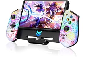 MystNova Switch Controllers, Hall Effect Joystick Switch Joypad for Nintendo Switch/OLED, Full-Size Grip Wireless Switch Pro Controller with Light, No Drift Handheld Remote Mode (White-Crack)