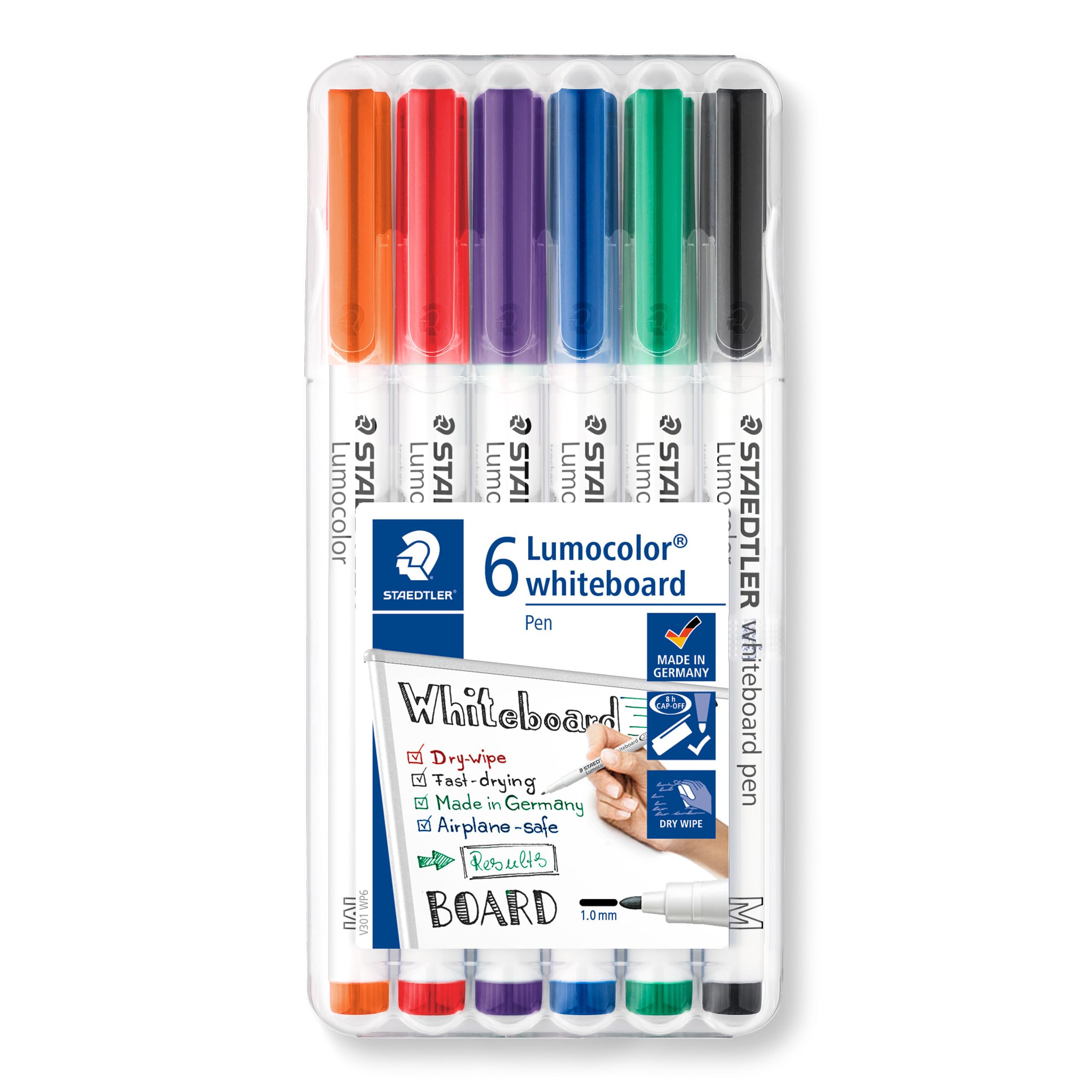 STAEDTLER 301 WP6 Whiteboard Pens, Assorted Colour, Pack of 6