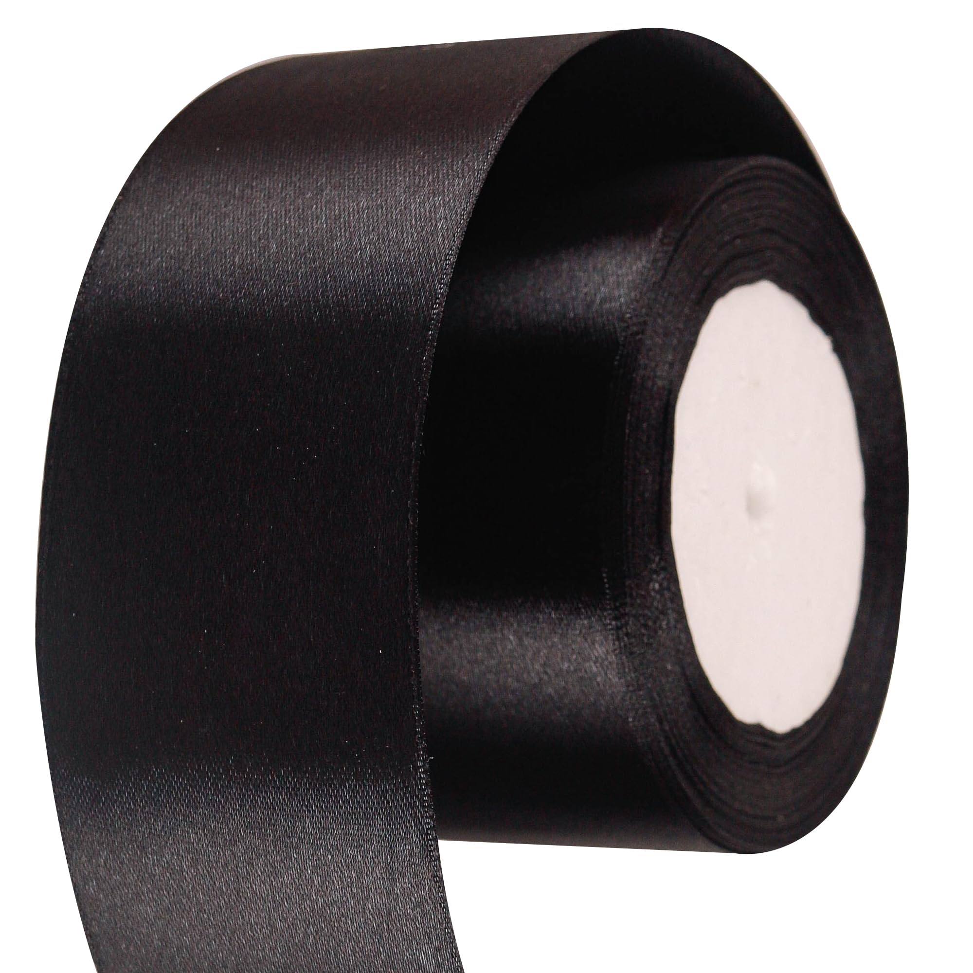 40mm Wide Black Ribbon Thick Halloween Ribbon for Gift Wrapping 22m, 1.5 inch Thick Black Satin Ribbon for Halloween Cake Wrapping Wedding Car Hair Bow Bouquet Crafts Decorations