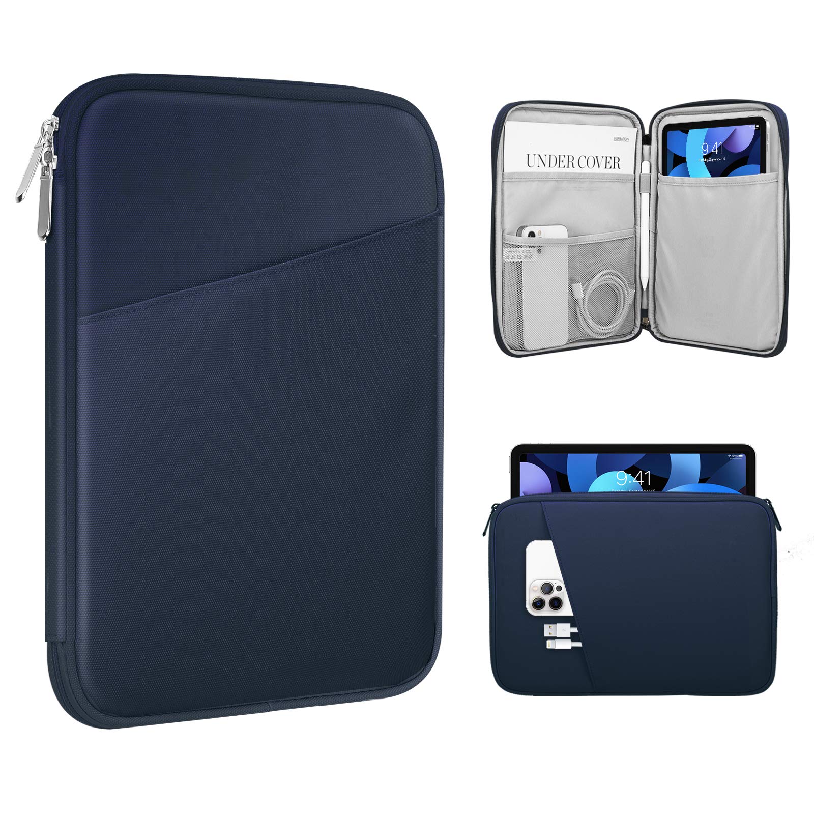 TiMOVO 9-11" Tablet Sleeve for iPad 11-inch A16 2025, iPad 10th Gen. 10.9"/10.2" / Air 11 Inch/5th/4th Gen. 10.9", Galaxy Tab A9 Plus 11", Protective Bag with Pocket, Indigo