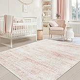 Srugn Washable Rugs 5x7 Area Rugs for Living Room,Bedroom,Dining Room- Ultra Soft Faux Wool Nursery Rug for Baby Girl,Neutral Light Pink Low Pile Vintage Carpets for Dorm Kids Playroom,Non Slip