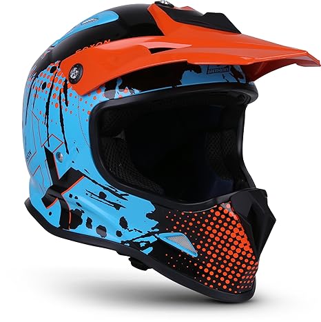 Soxon® SKC-33 „Fusion Orange“ · Kinder-Cross-Helm · Motorrad-Helm MX Cross-Helm MTB BMX Downhill · ECE Schnellverschluss SlimShell Tasche S (53-54cm)