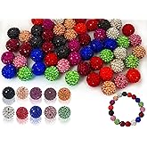 12mm Assorted Color Clay Rhinestone Beads - 58pcs Sparkly Pave Disco Ball Round Diamond Bling Loose Spacer Beads for Jewelry Making, Bracelets, Necklaces, DIY Designs and Craft Projects