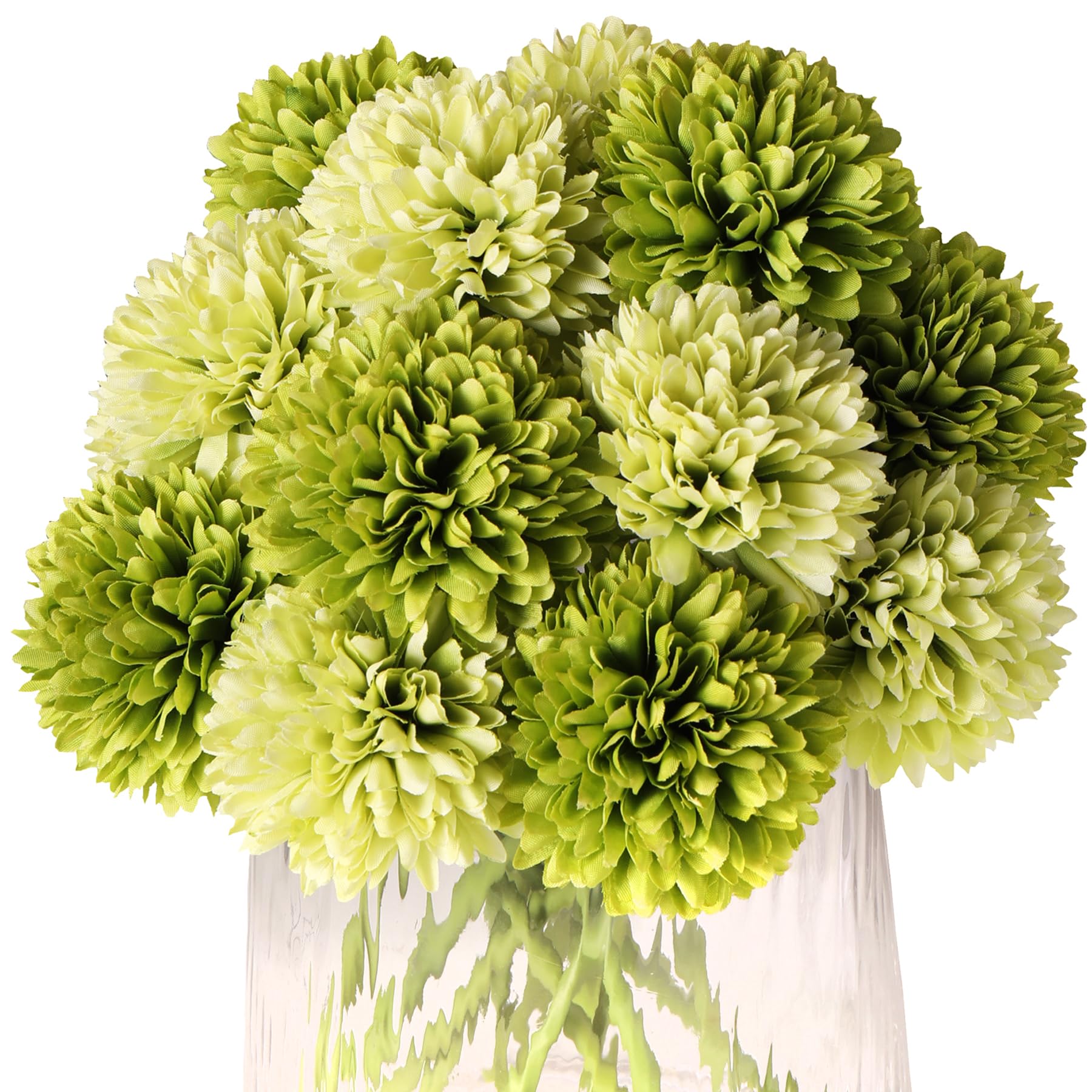 Photo 1 of Kimura's Cabin 20Pcs Green Artificial Chrysanthemums Fake Silk Ball Flowers Mums Bouquets Arrangements Wedding Party Decor St Patricks Day Home Kitchen Garden Table DIY Floral Centerpieces (Green)