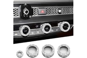 Tecledsn 4PCS Bling Car Accessories AC Knob Covers, Air Condition Switch Trim, Automotive Interior Decorated Button Knob Covers Compatible with Civic