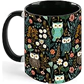Owl Ceramic Coffee Mug Novelty 11 OZ Mugs with Handle Funny Tea Cup Gifts for Birthday Christmas