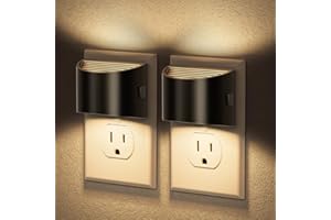 JandCase Night Light, Automatic Night Lights Plug into Wall,2 Pack Dusk to Dawn Sensor Nightlight, 3000K Soft White Brightness Adjustable Nightlight for Kids Bedroom Hallway Kitchen Decor