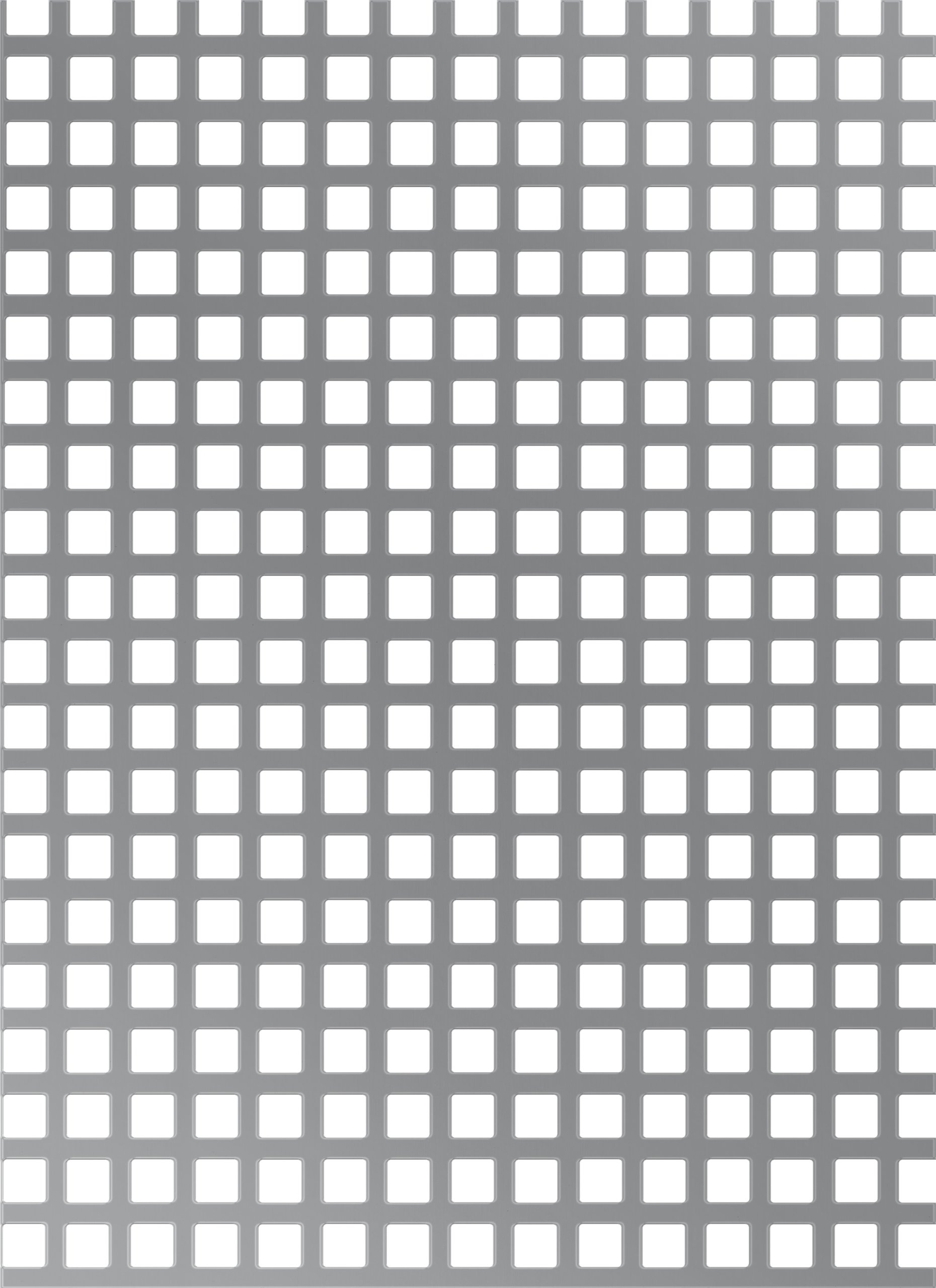 ALBERTS Perforated Sheet, Aluminium, Silver Anodised, 200 x 1000 x 0.8 mm, 10 x 10 mm Square Holes, 15 mm Centre Distance