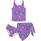 Lovekider 6-12 Years Girls 3 Piece Bathing Suit Quick Dry Swimsuit Tankini Set with Cover Up UPF 50+ Swimwear