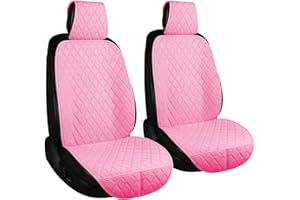 ENOGE Linen Car Seat Covers Front Seat Covers Breathable Cloth Fabric Car Seat Protector Universal Fit Most Automotive, Van, SUV, Trucks (Pink, 2 Front)