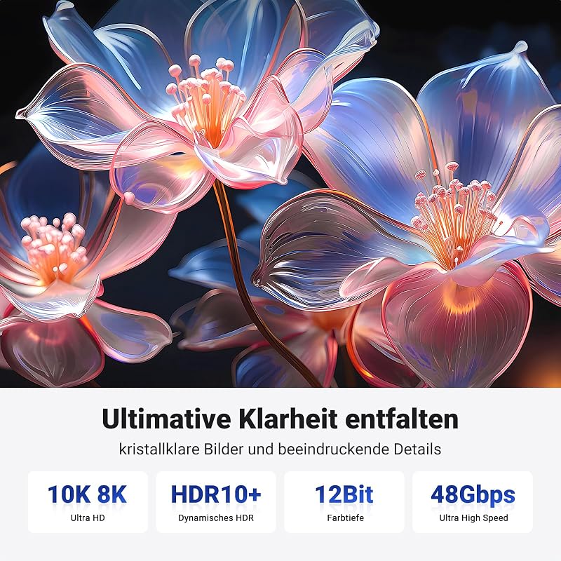 HDMI 2.1 Kabel, zertifiziert, 8K@60Hz, 4k@240Hz/120Hz, 48Gbps, 2M