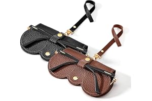 FEISEDY 2Pack Soft Leather Sunglass Bag, Holder Eyeglasses Case, Portable Glasses Pouch With Button Clip Wrist Strap B0049