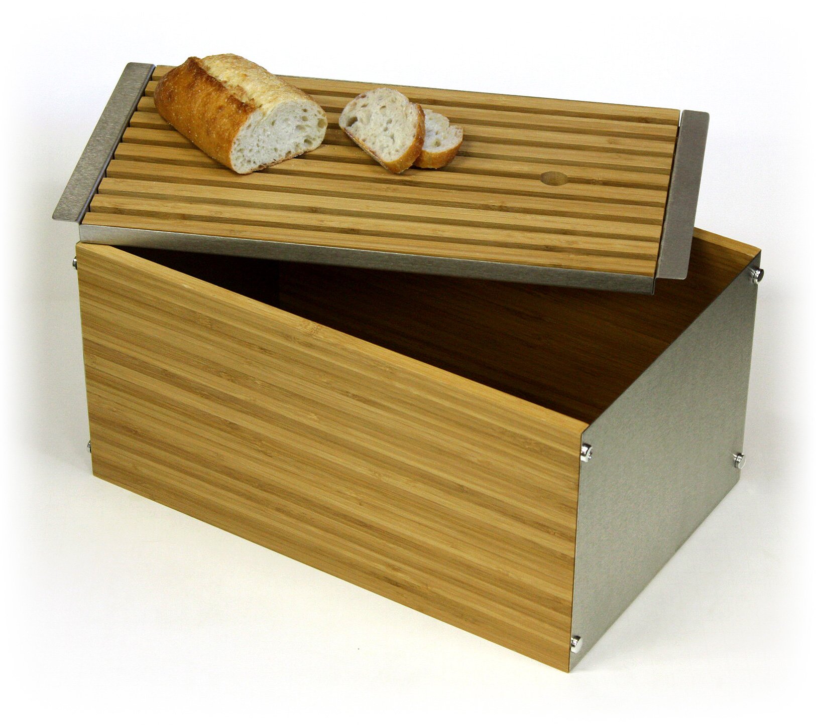 Simply Bamboo Extra Large Napa Bamboo & Brushed Stainless Steel Bread