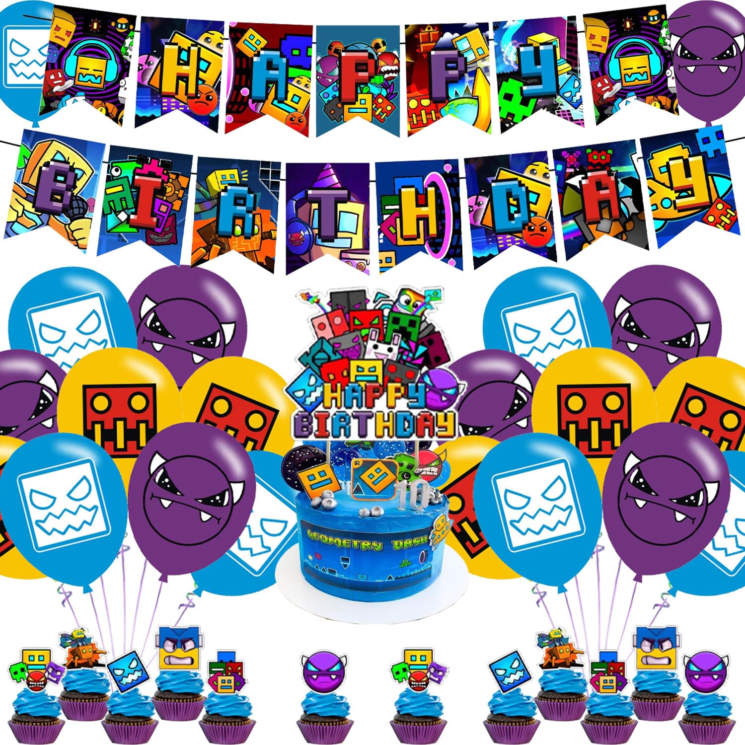 Mua Geometry Dash Birthday Party Decorations ,Geometry Dash Birthday
