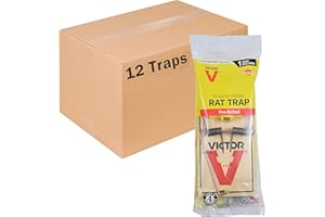 Victor M205 Wide Pedal Humane Snap Rat Traps Indoor for Home, Plastic Pedal, Sustainably Sourced FSC Wood - 12 Wooden Traps