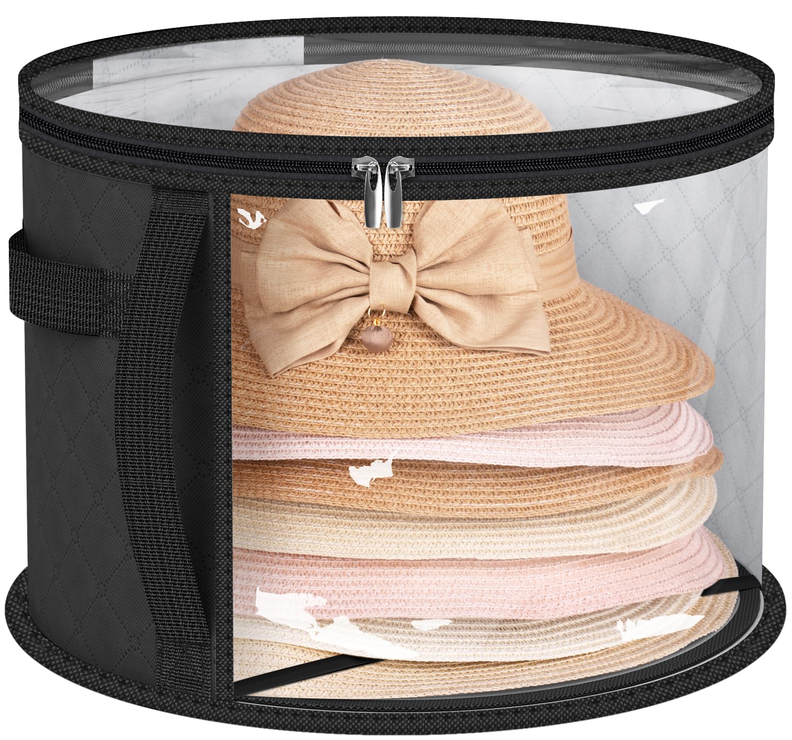 Photo 1 of AOODA Oversized Clear Hat Storage Bag for Women, Holds up to 7 Caps Cowboy Hat Organizer for Closet, Wide Brims Hat Case with Carrying Handles (Black)
