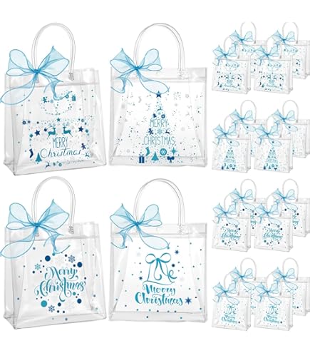 Jutieuo 24 Pack Clear OKA4 Plastic Gift Bags With Handles, Reusable Transparent Party Favor Bags Pvc Goodie Bag Bulk Wedding Baby Shower Birthday 6 3 - View #12
