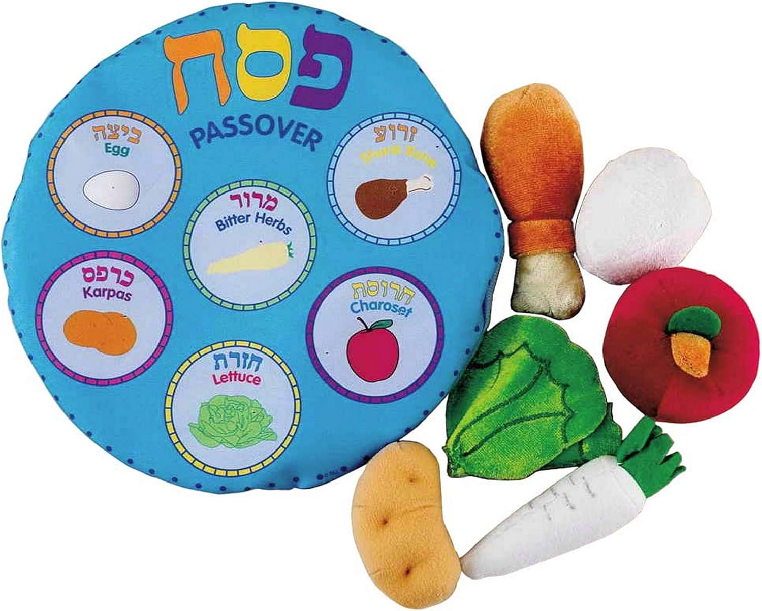 Rite Lite Passover Kids Seder Plate Set, Comes in Reusable Pouch, This Soft Set Comes with All The Seder Plate Props