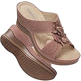 TEMOFON Womens Wedge Sandals Leather: Casual Dressy