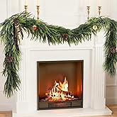 1 PCS Norfolk Pine Garland Christmas Garland, 6FT Cedar Garlands Real Touch Artificial Greenery Garlands Christmas Decorations for Mantle, Table, Wall, Indoor, Outdoor, Holiday
