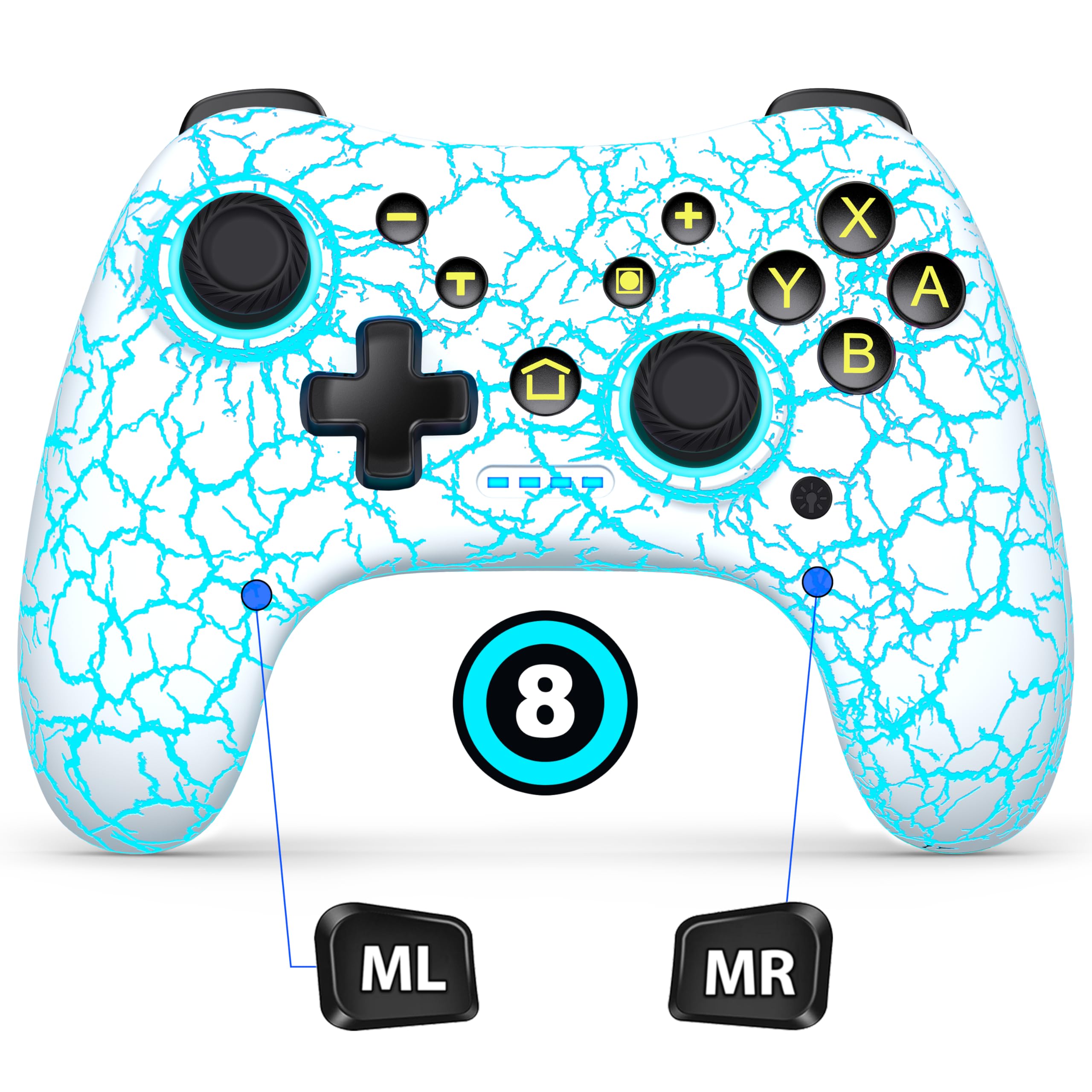 Switch 2 Controller with Hall Joystick for Nintendo Switch/Lite/OLED, Gammeefy Wireless Switch Pro Controller Compatible with Android/iOS, 9 Color Adjustable LED Switch Remote with Turbo, Macro, KeyLinker App