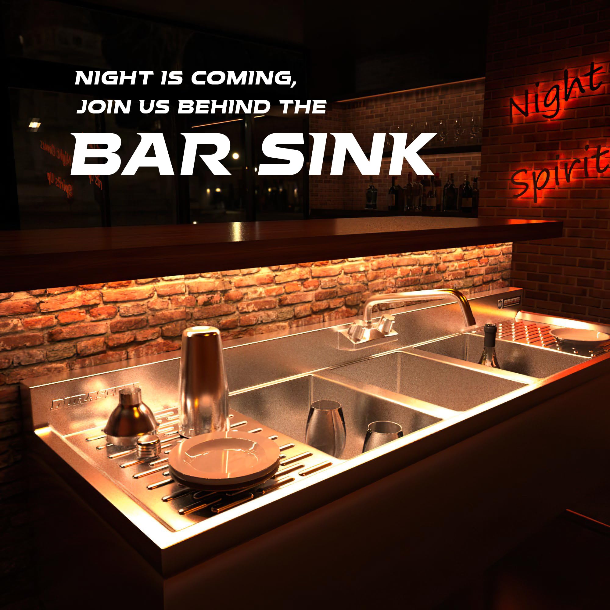 DuraSteel 3 Compartment Underbar Sink 10" L X 14" W X 10" D