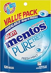 Mentos Pure Fresh Sugar-Free Chewing Gum with Xylitol, Fresh Mint, 120 Piece Bulk Resealable Bag (Pack of 1)