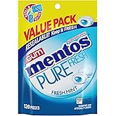 Mentos Pure Fresh Sugar Free Gum With Xylitol, Fresh Mint, 120 Piece Bag | Chewing Gum, Perfect for Long Lasting Fresh Breath at School, Work &amp; Travel