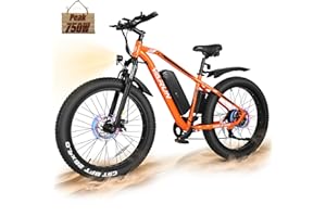 VARUN E Bikes for Men - Peak 750W Ebikes for Adults - Fat Tire Electric Bike Up to 25MPH 60+ Miles with 48V 13AH Removable Battery - 26" Electric Mountain Bike Features 7-Speed, Lockable Suspension