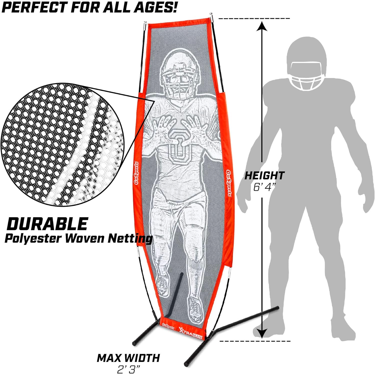 GoSports Football Xtraman Dummy Defender Quarterback Training Mannequin - QB Receiver for Passing Accuracy, Footwork Drills and Practice Clearing Linemen : Sports & Outdoors
