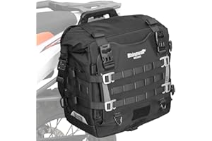 Rhinowalk Motorcycle Saddle bag Waterproof Luggage Bag 35L Quick Release with MOLLE System Fits Most Adventure and Sports Bike Motorcycle Racks (Black, 1 Pack)