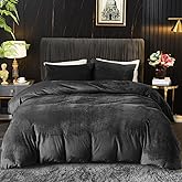 Ivellow Velvet Duvet Cover Queen Set - Charcoal Gray 3Pcs Ultra Soft Breathable Solid Luxury Flannel Velour Comforter Cover With Zipper Closure and Corner Ties